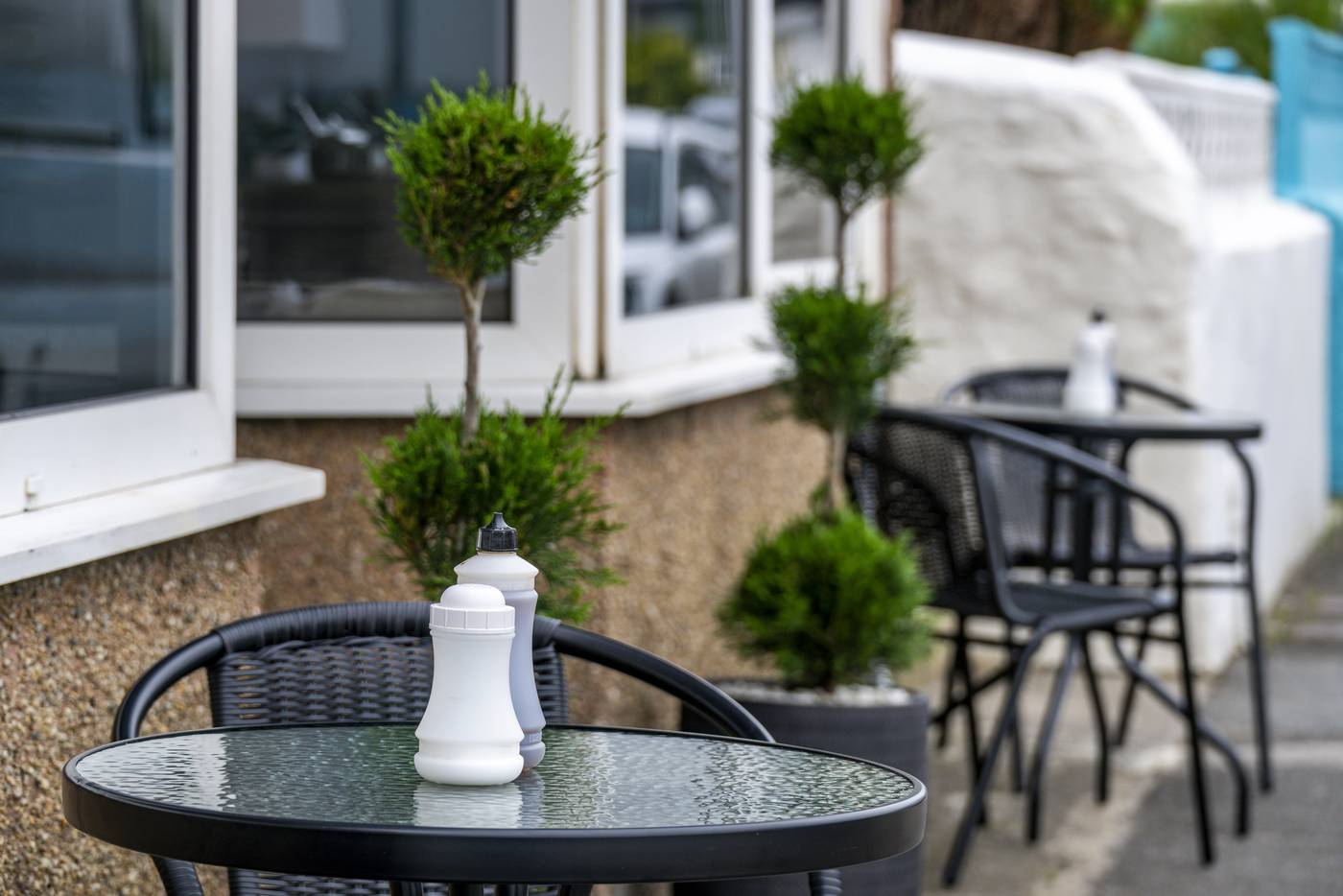 Outdoor seating detail at Lewy's Fish & Chips
