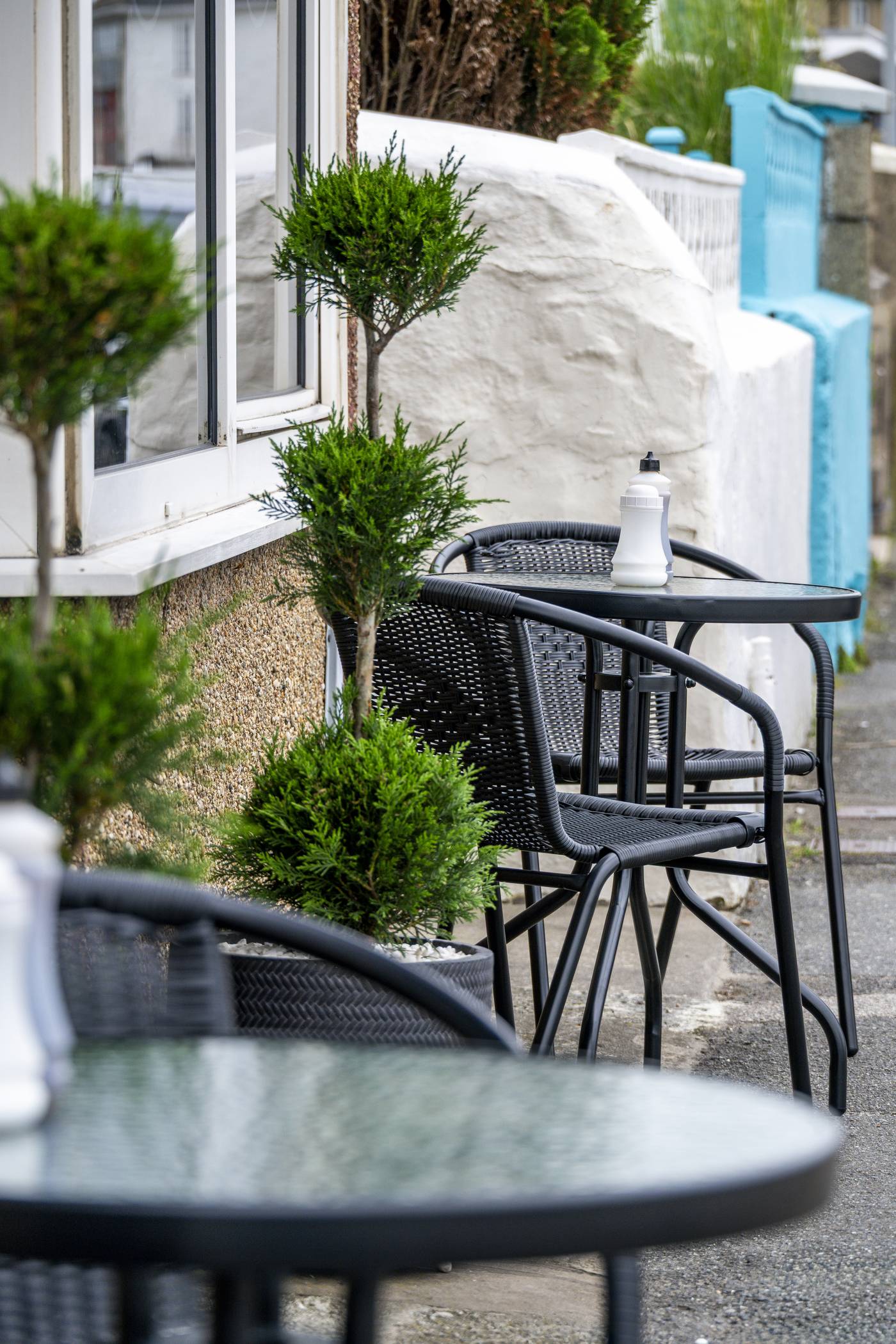Outdoor seating area at Lewy's