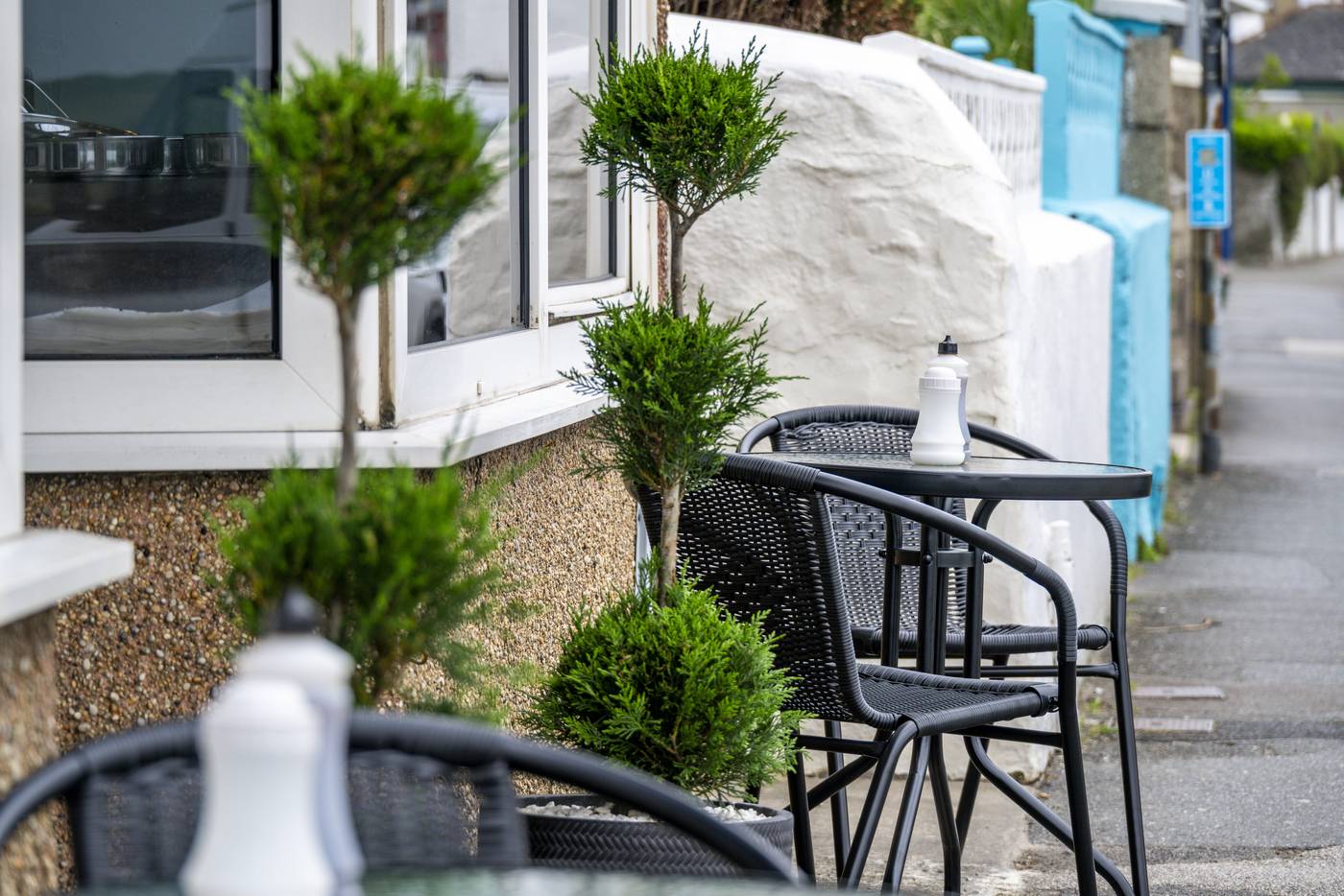 Outdoor seating detail at Lewy's Fish & Chips