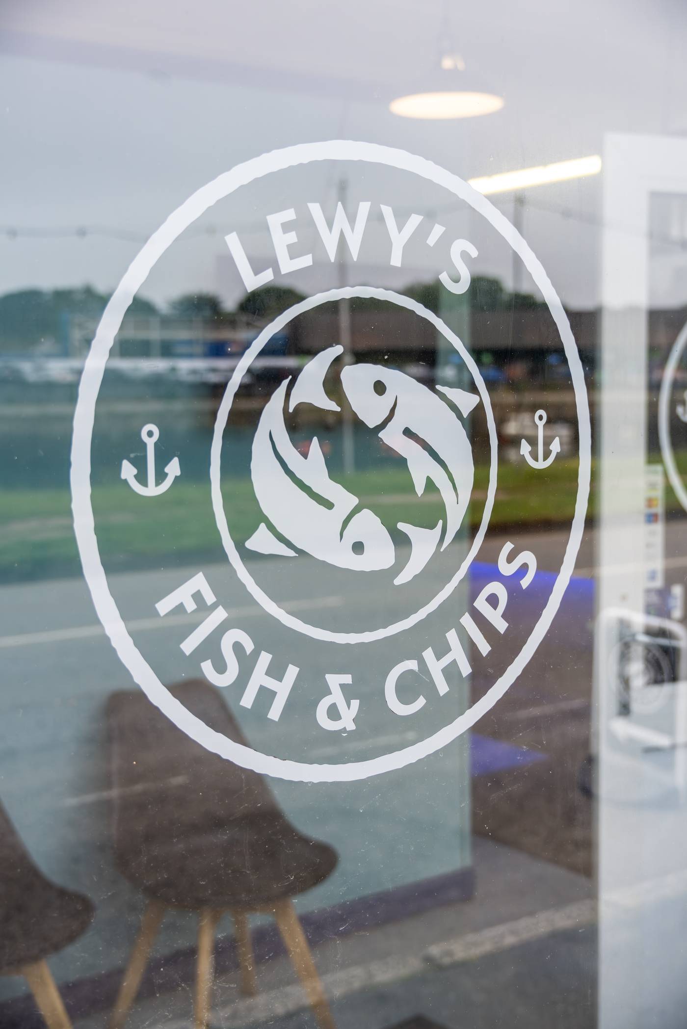 Lewy's Fish & Chips brand mark on the shop window